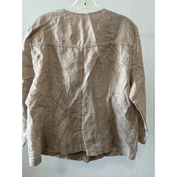 CHICO'S Casual Linen Modern Gold Foil Jacket Womens Sz 12 / 14 Coastal N… - Picture 4 of 6